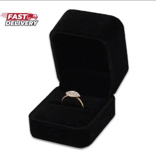 Black velvet ring box - black,