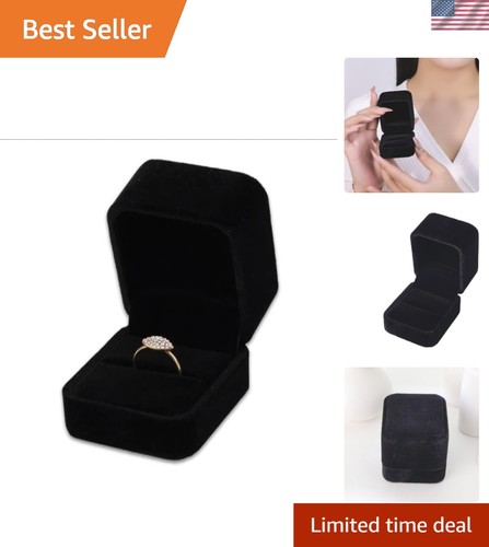 Black velvet ring box - black,