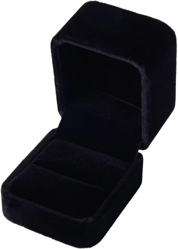 Black velvet ring box - black,