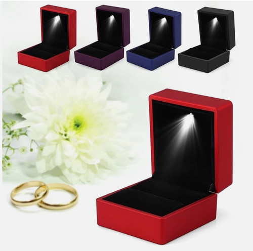 Black led light ring box - black,