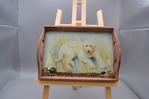 Handcrafted wooden dog trinket - wooden,