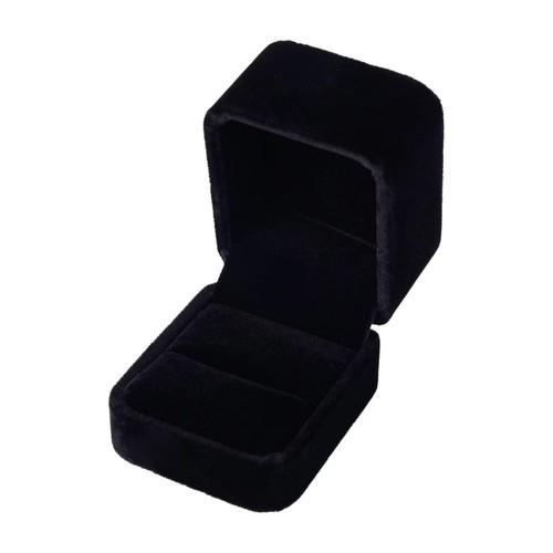 Black velvet ring box - black,