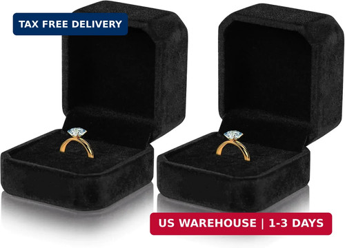 Lamoutor 2pcs velvet ring box - velvet,
