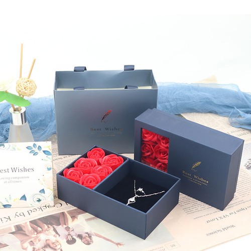 Rose flower necklace gift - necklace, box
