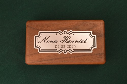 Custom engraved walnut jewelry - engraved,