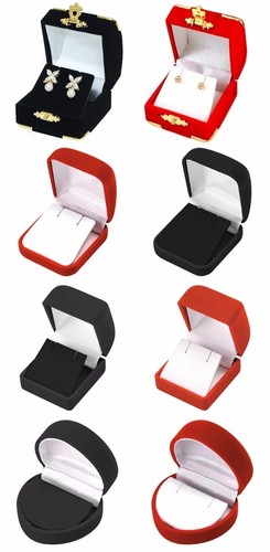 Red black earring box - black,